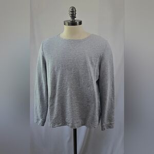 Talbots Women’s Sz XL Sweater Gray Knit Blue Striped Polka Dot Back Lightweight